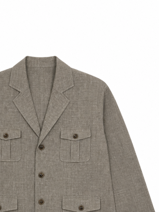 Chic Linen Field Safari Jacket C-43241
