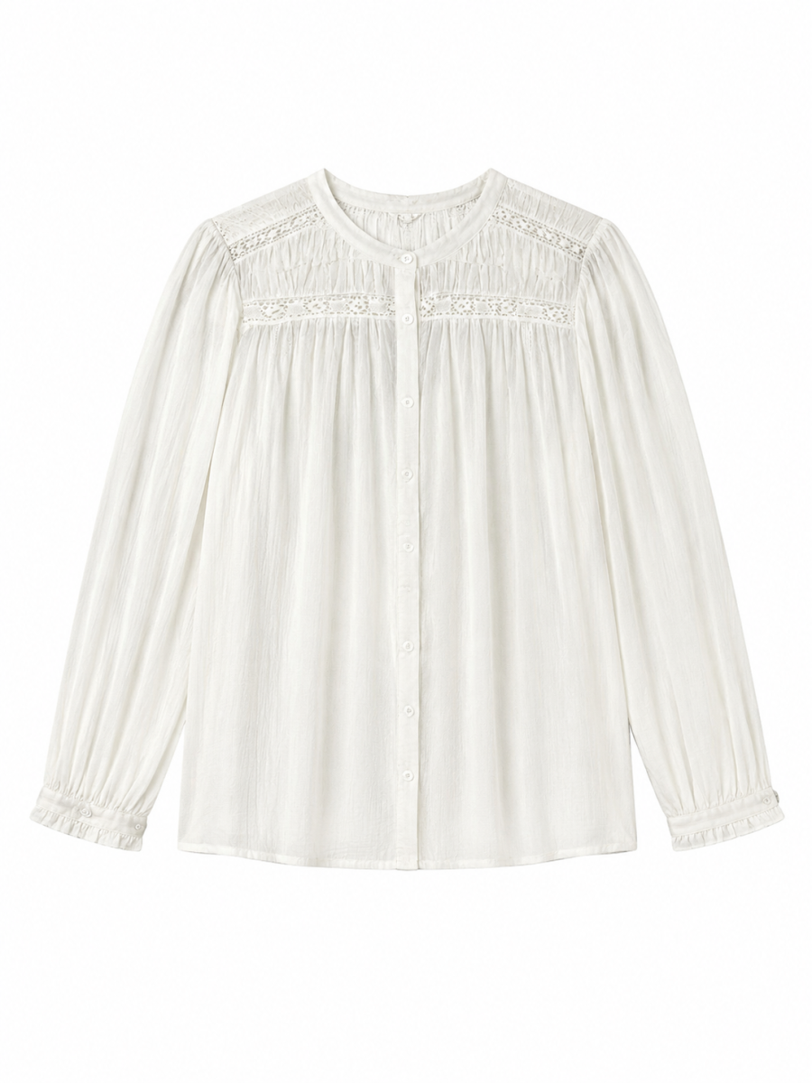 Elegant White Textured Blouse C-43308