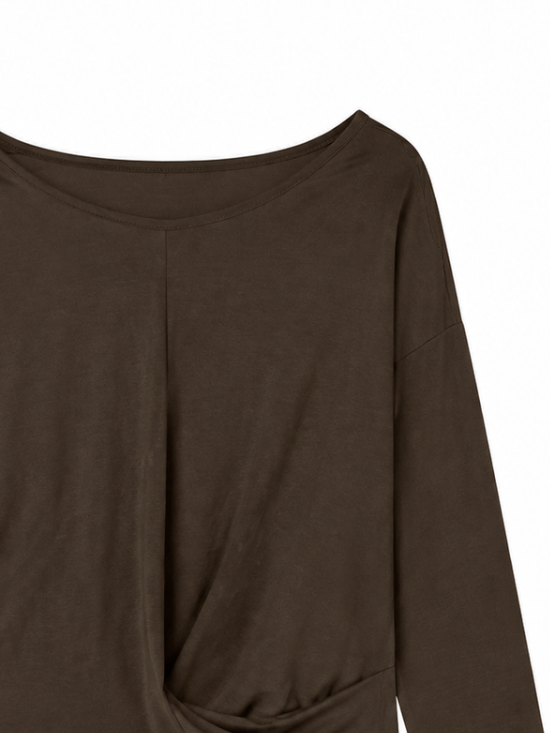Trendy Fall Twist‑Front Wrap‑Top W-41503