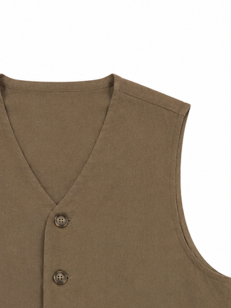 Chic Solid‑Color Sleeveless Layering Vest W-43207