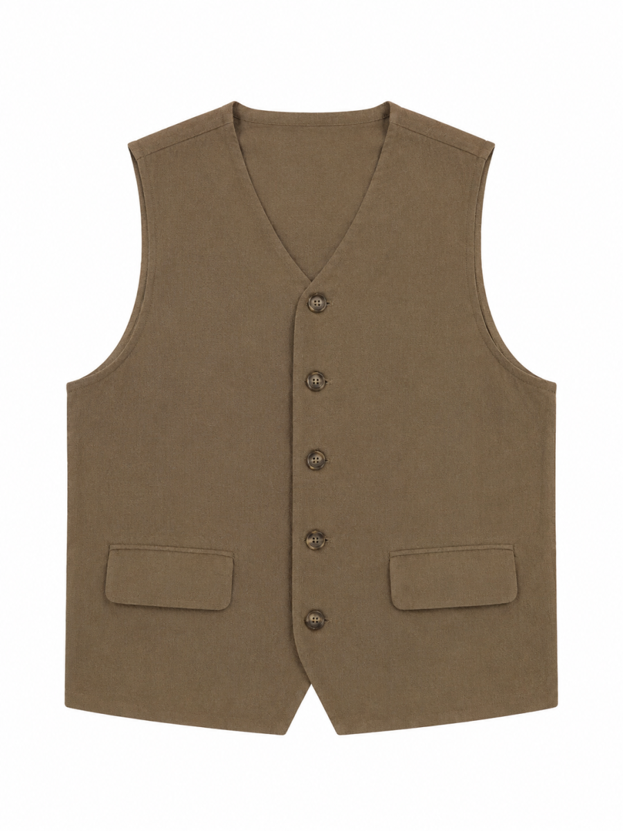Chic Solid‑Color Sleeveless Layering Vest W-43207