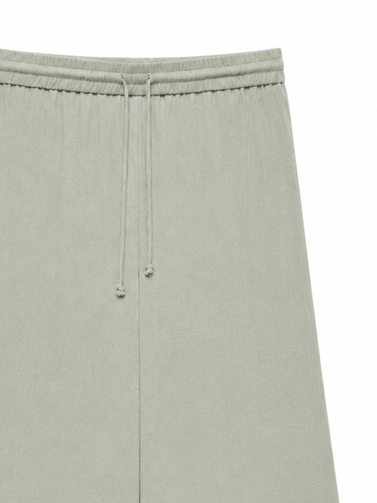 Loose Flowly Linen‑Texture Wide Leg Trousers A-42588