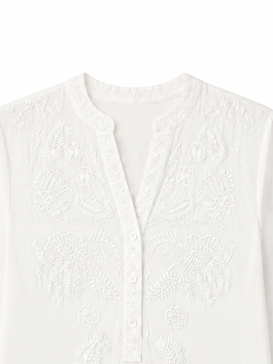 Chic Boho Embroidered Long Sleeve Blouse D-36268