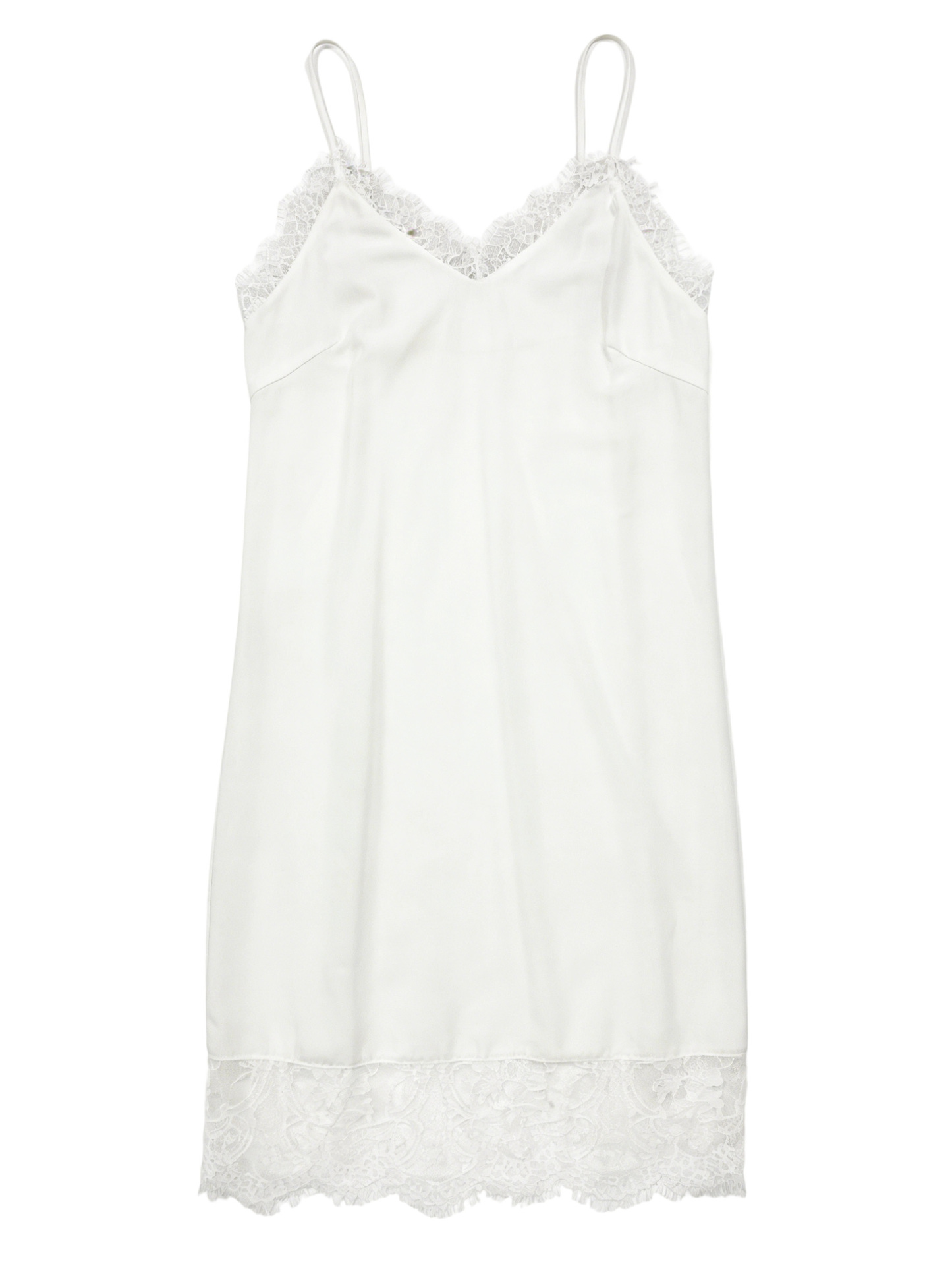 Women’s Satin Lace Trim Spaghetti Strap Slip Dress Y-38164