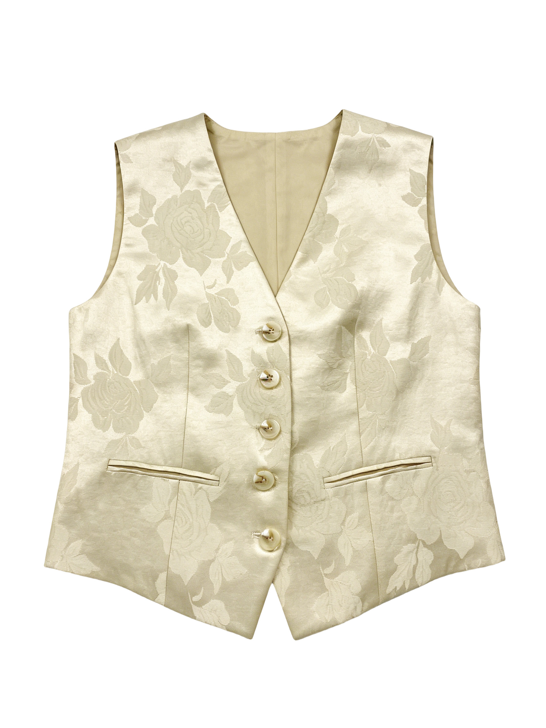 Women’s Floral Jacquard V Neck Suit Vest W-38528