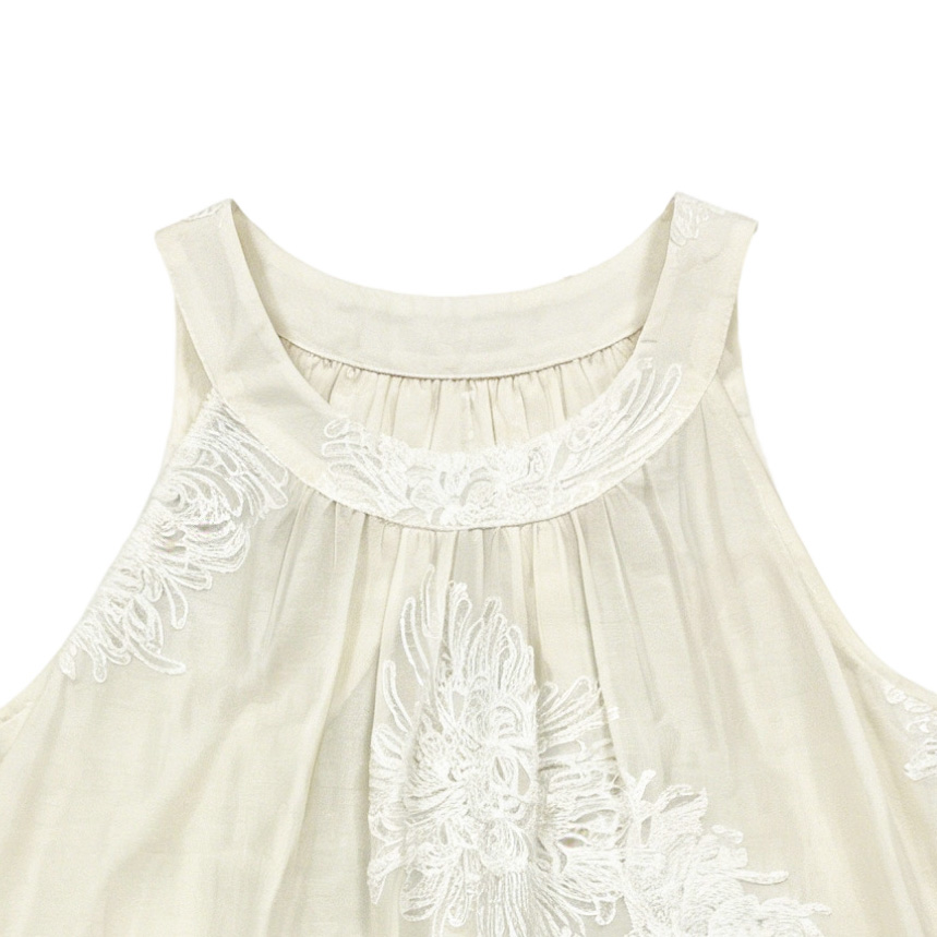 Women’s Embroidered High Neck Sleeveless Top W-40375