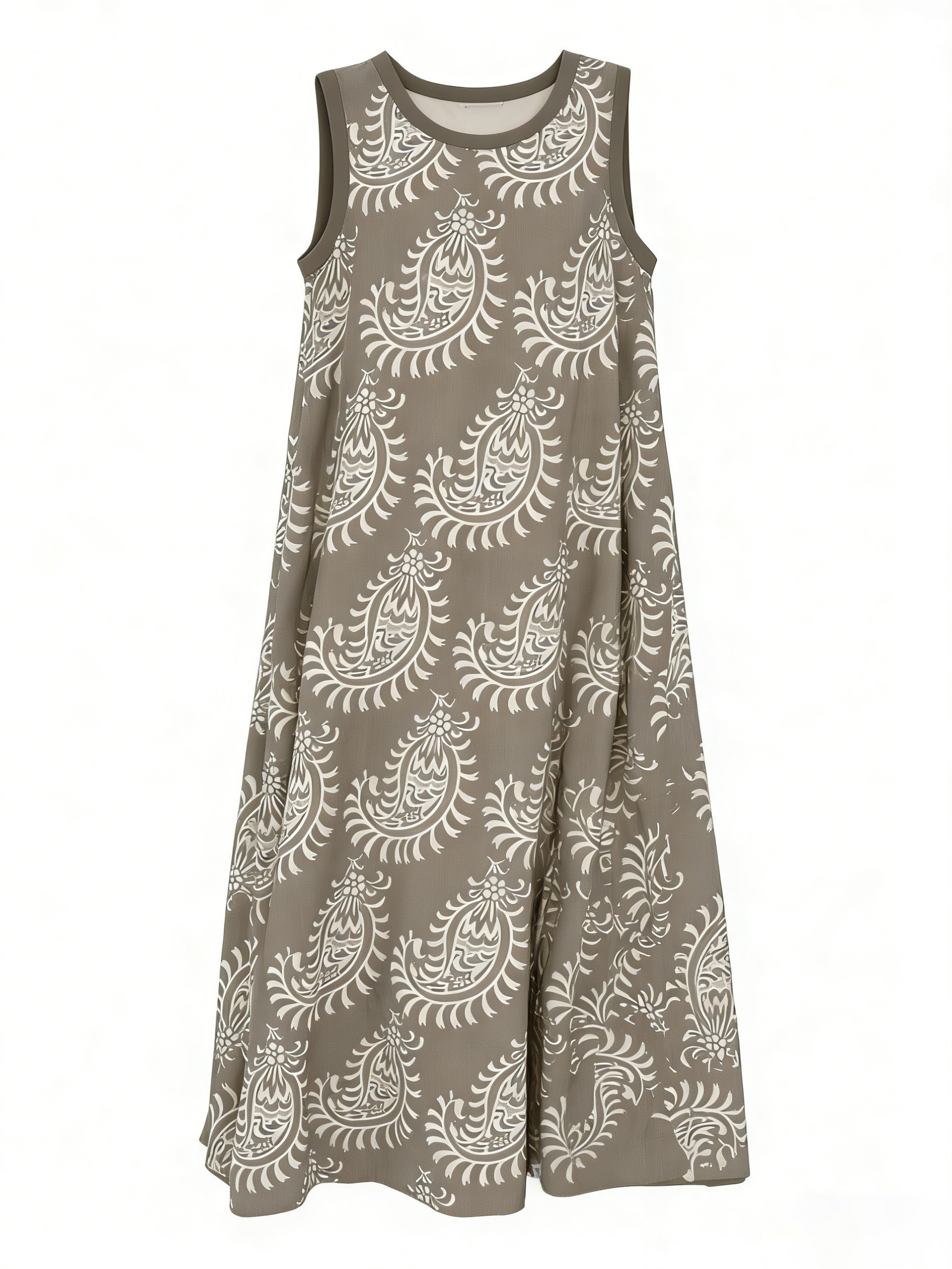 Sleeveless Paisley Print Maxi Dress, Boho Resort Wear 