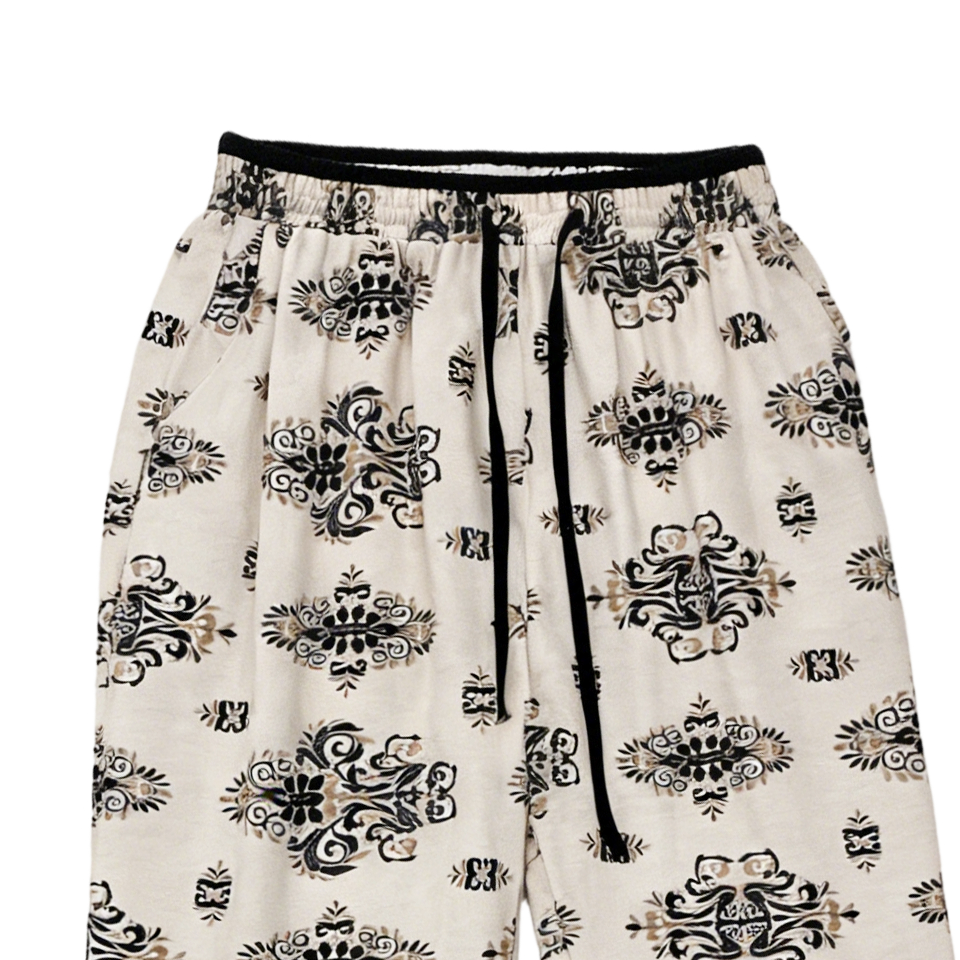 Glamorous Boho Party Pants - Vintage Print High Waist Wide Leg Trousers  AN-121001