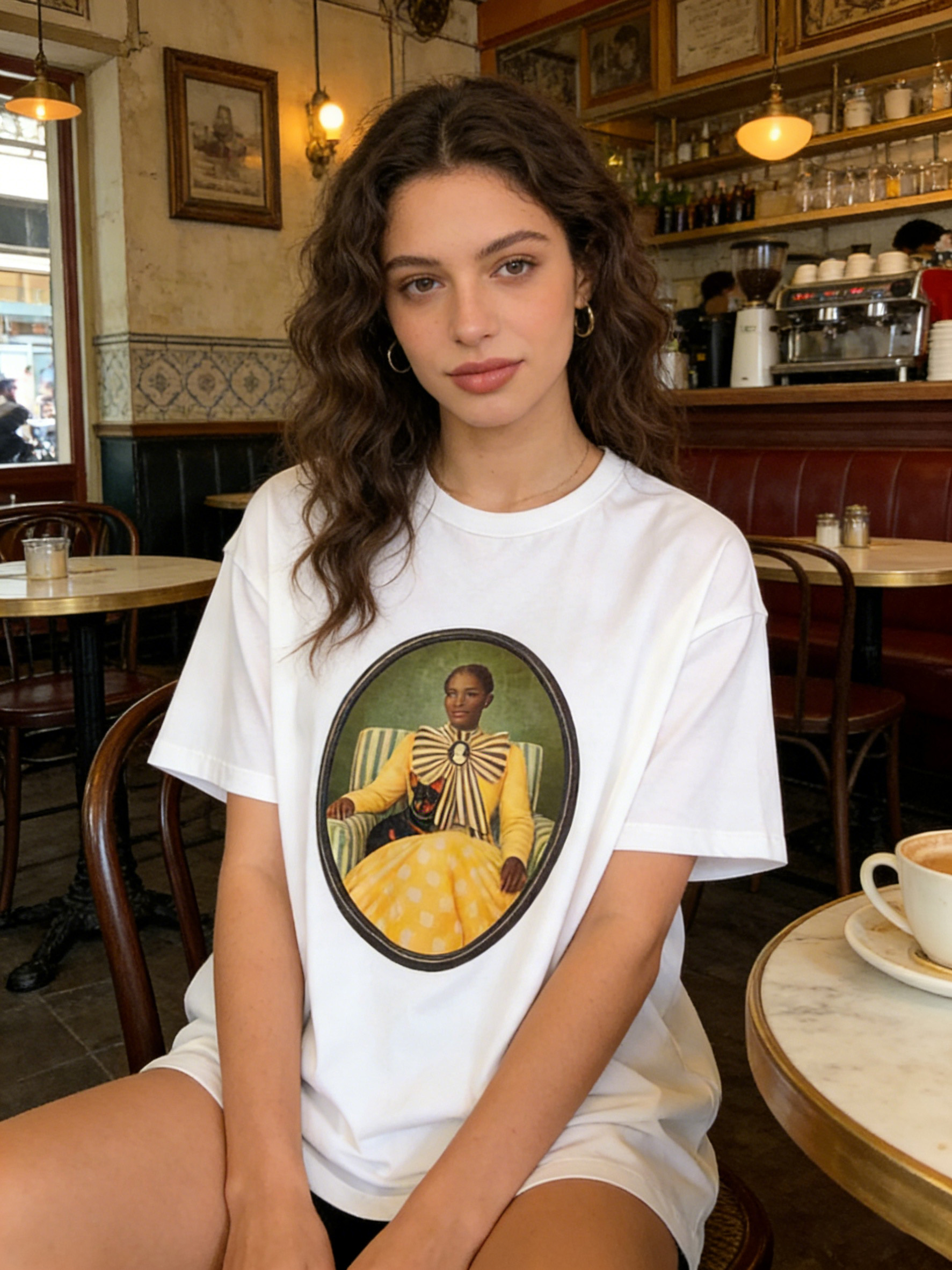 Women’s Vintage Portrait Graphic Print Casual Crew Neck T-Shirt