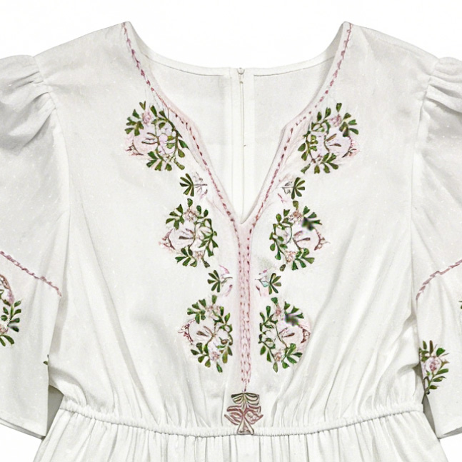 Women Bohemian Embroidered Flutter Sleeve Maxi Dress C-40270