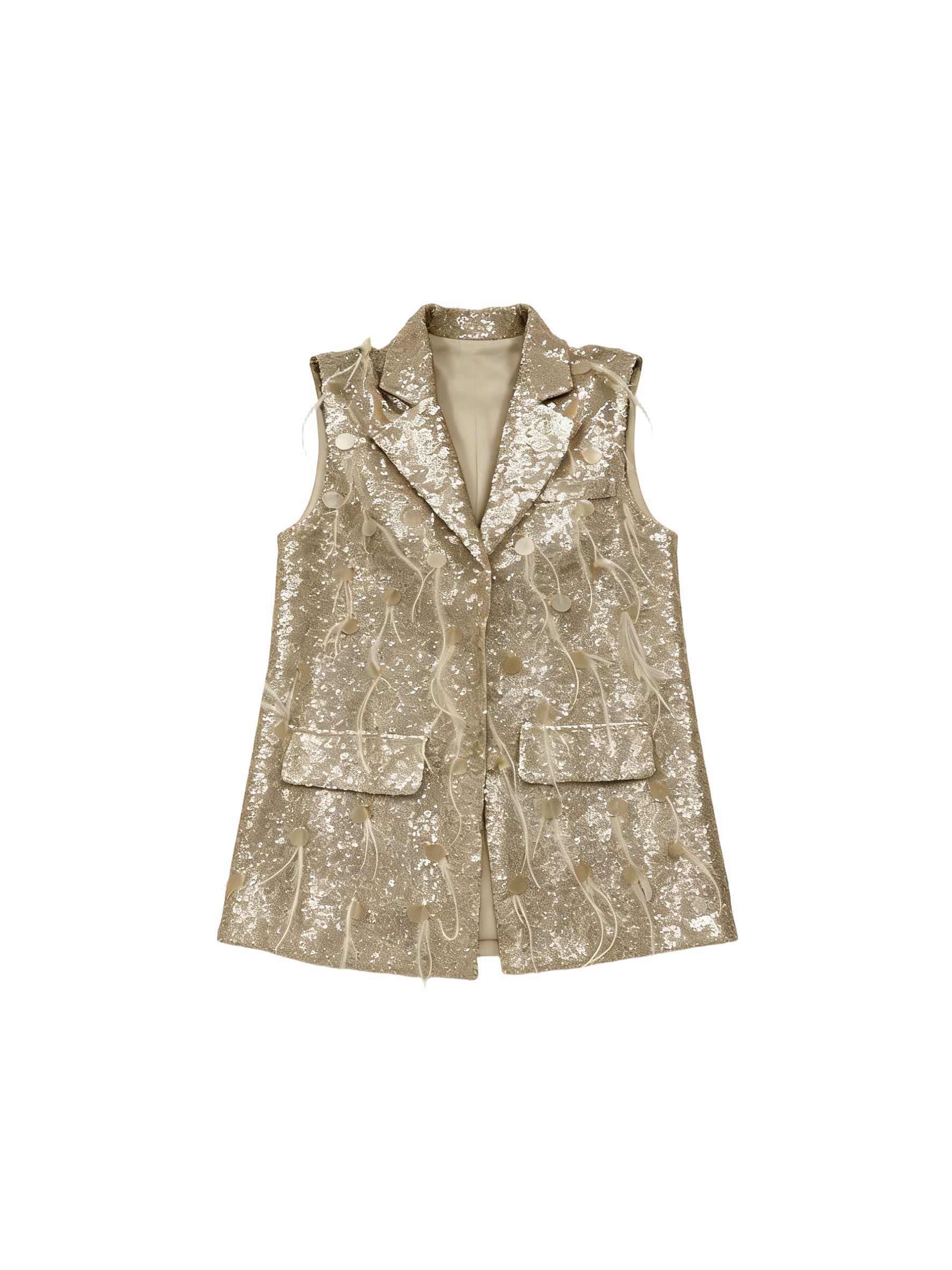 Women’s Sequin Tassel Sleeveless Blazer Vest K-27947