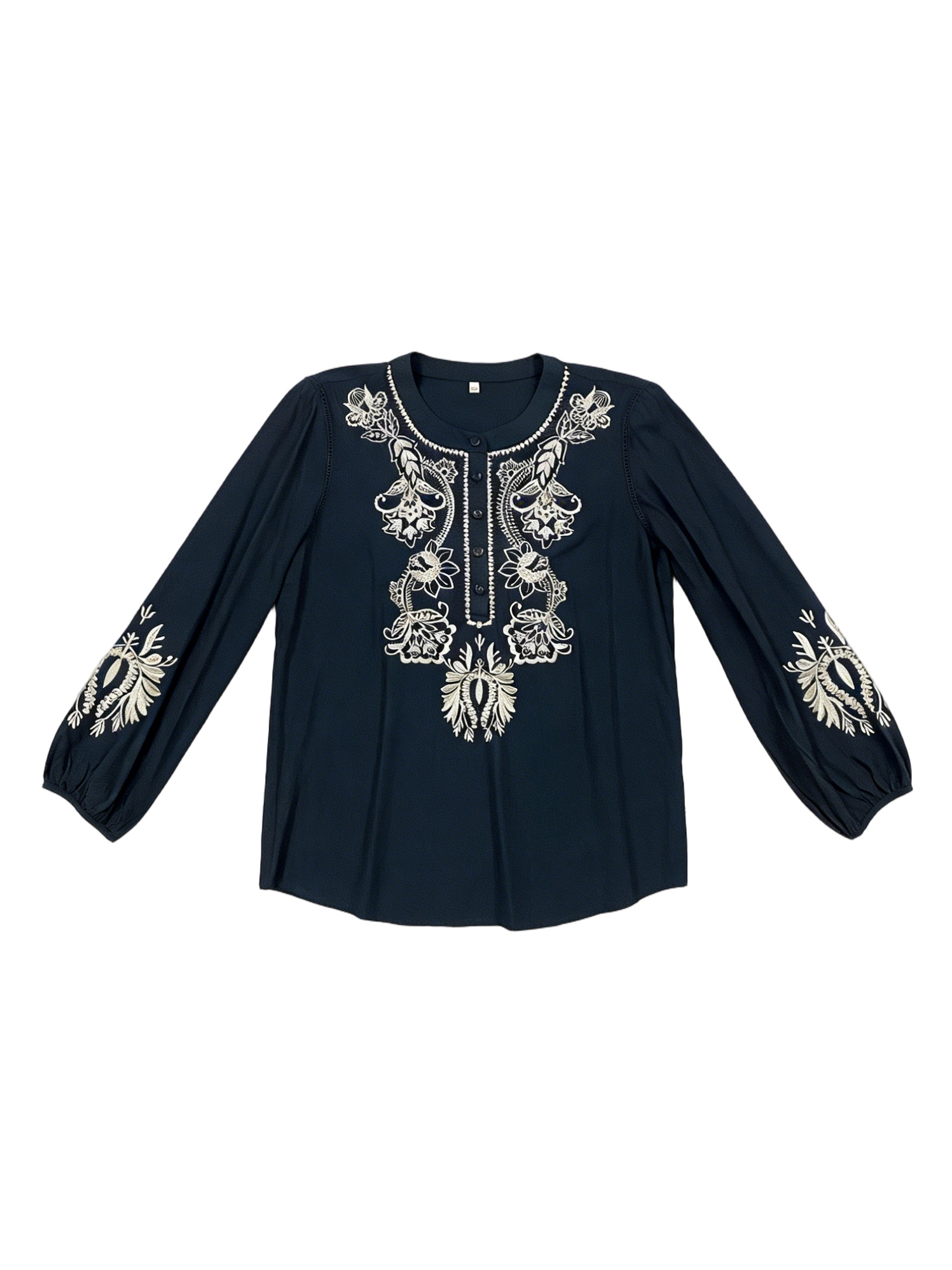 Women’s Boho Embroidered Long Sleeve Tunic Blouse W-18566