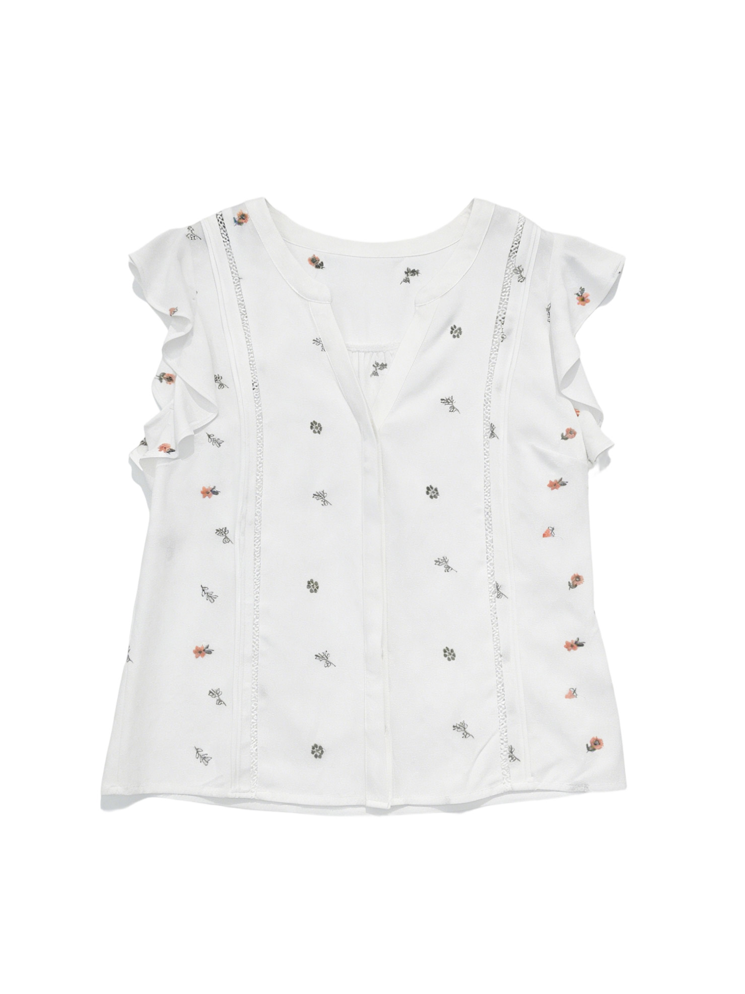 Boho Chic V-Neck Cap Sleeve Floral Embroidery Women Blouse A42166