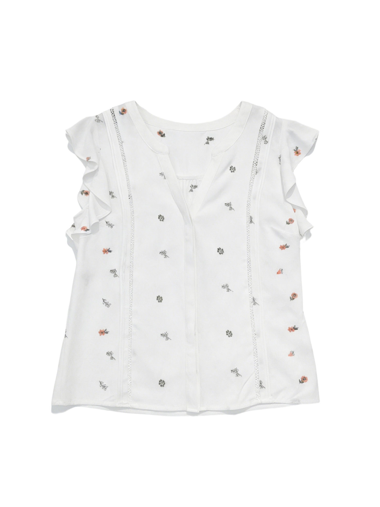 Boho Chic V-Neck Cap Sleeve Floral Embroidery Women Blouse A42166