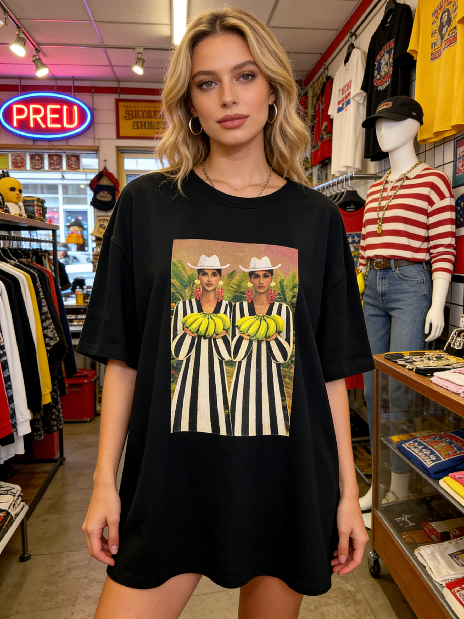 Women’s Oversized Graphic Print Casual Crew Neck T-Shirt