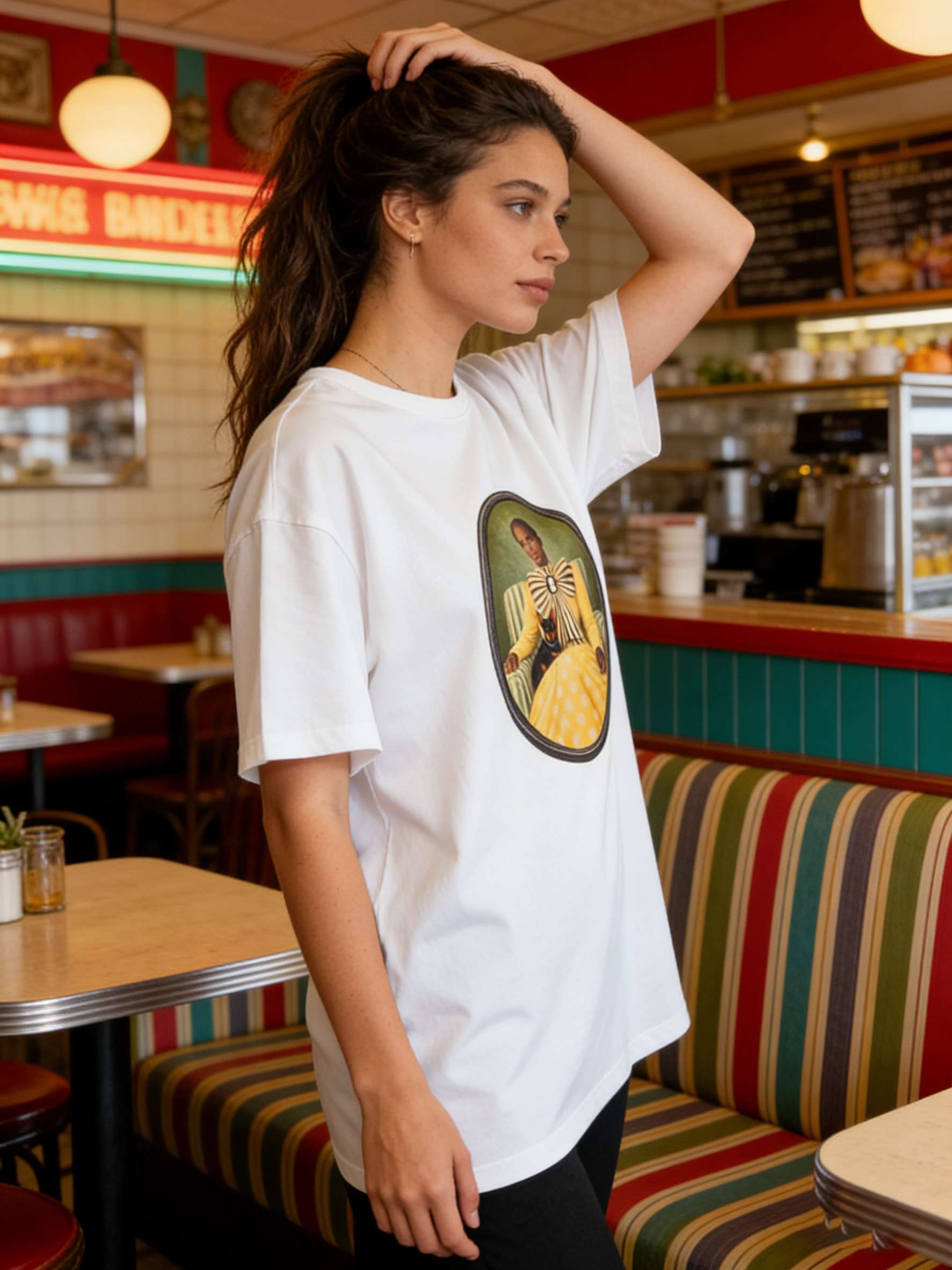 Women’s Vintage Portrait Graphic Print Casual Crew Neck T-Shirt