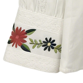 Women’s Boho Floral Embroidered Lace Panel Long Sleeve Blouse B-41966