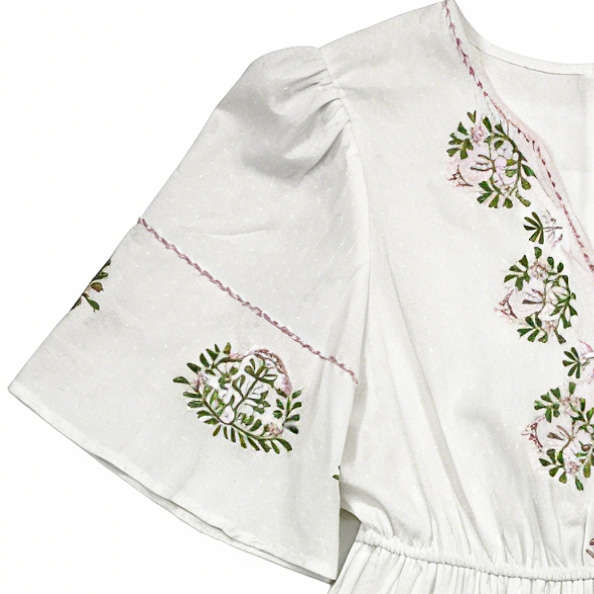 Women Bohemian Embroidered Flutter Sleeve Maxi Dress C-40270