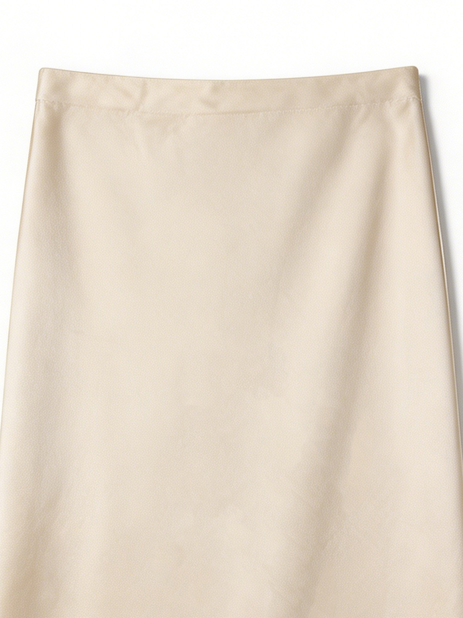 Elegant  Satin Office Skirt - Side Slit Tailored Midi Skirt  AN-710014