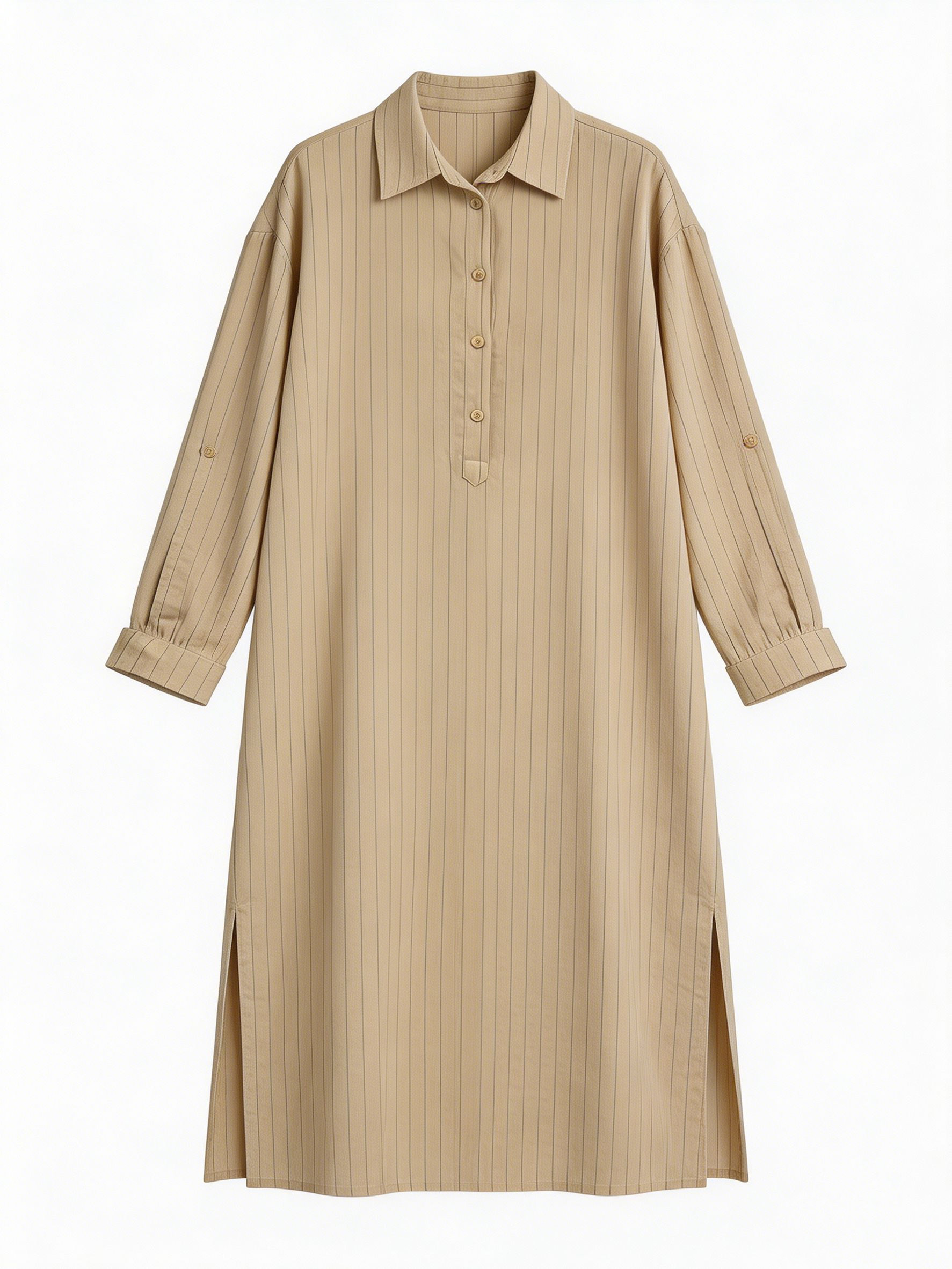 Minimalist Linen-Blend Striped Maxi Dress - Versatile Everyday Wear A-43030