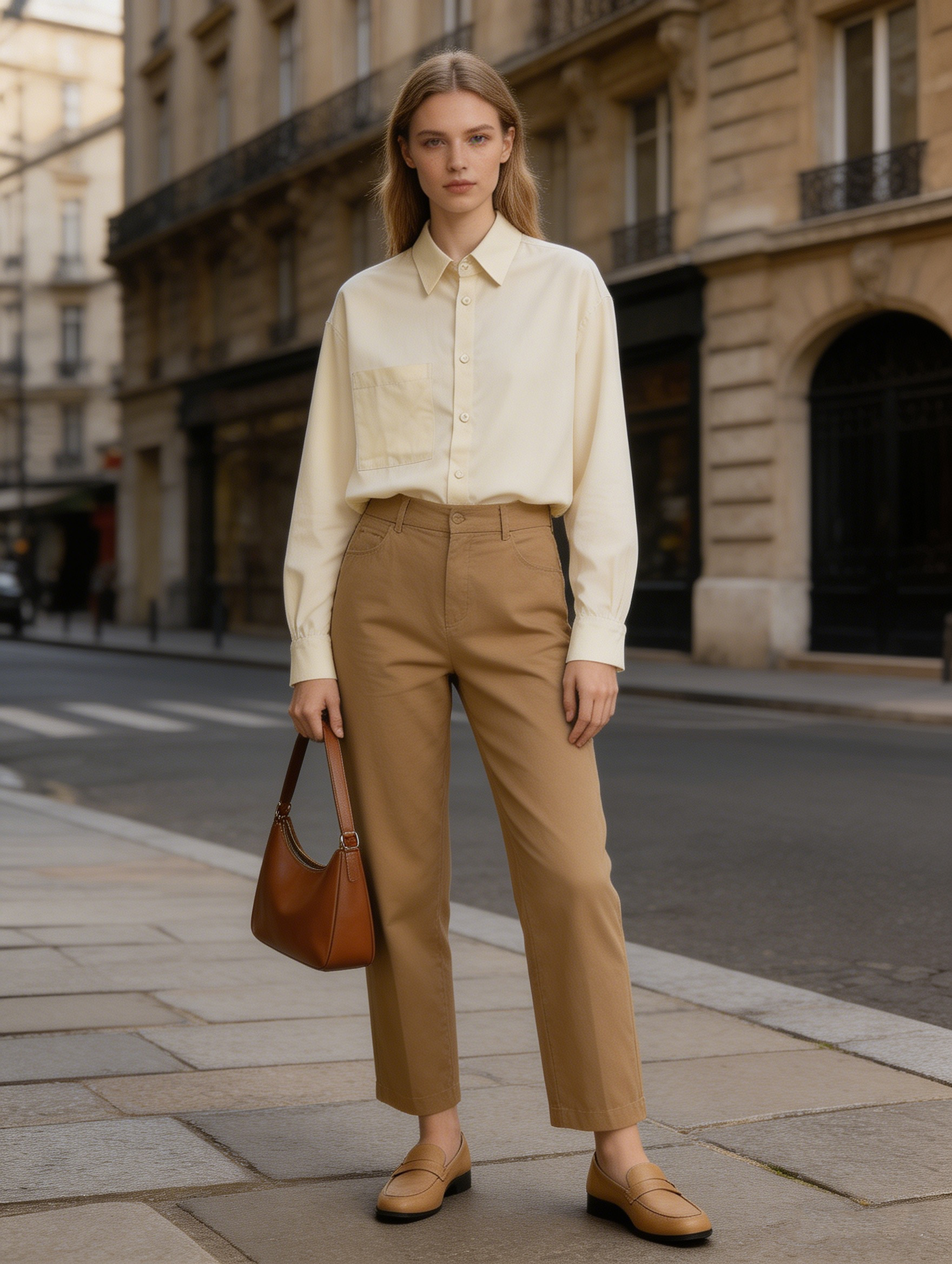 Elegant Fog Grey Relaxed Fit Shirt - Minimalist Workwear Blouse D-42485