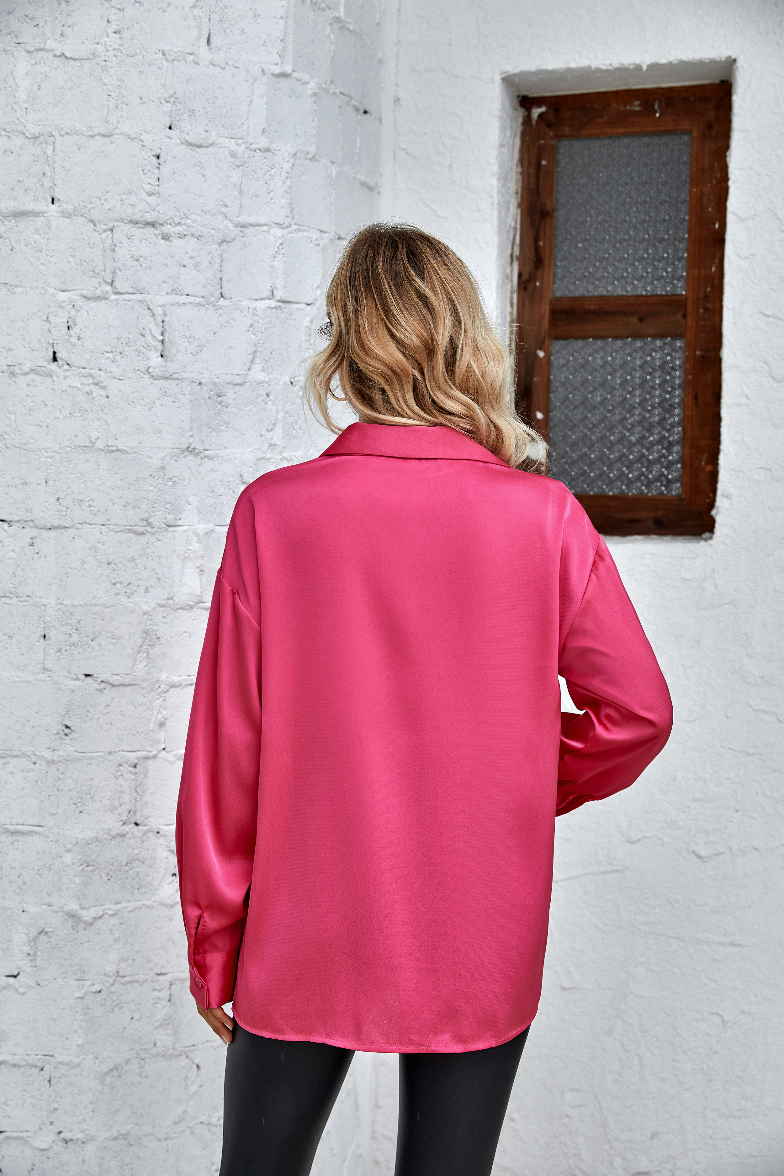 Women’s Solid Color Loose Fit Button Down Blouse FCT-D35850