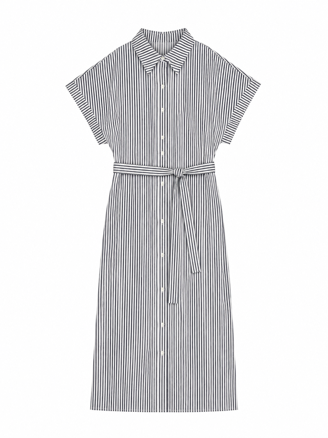 Women Vertical‑Striped Shirt Dress M-40106
