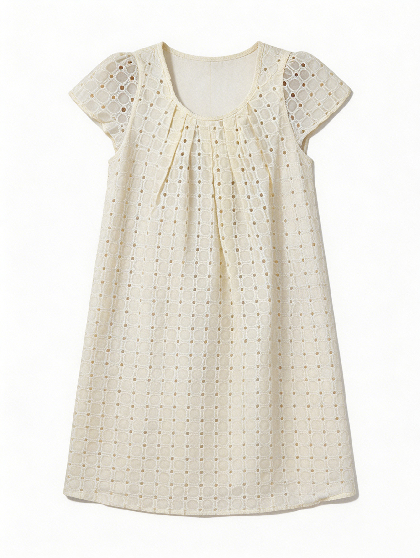 Retro Navy Geometric Print Dress - Round Neck Relaxed Fit Shift Dress  AN-710015