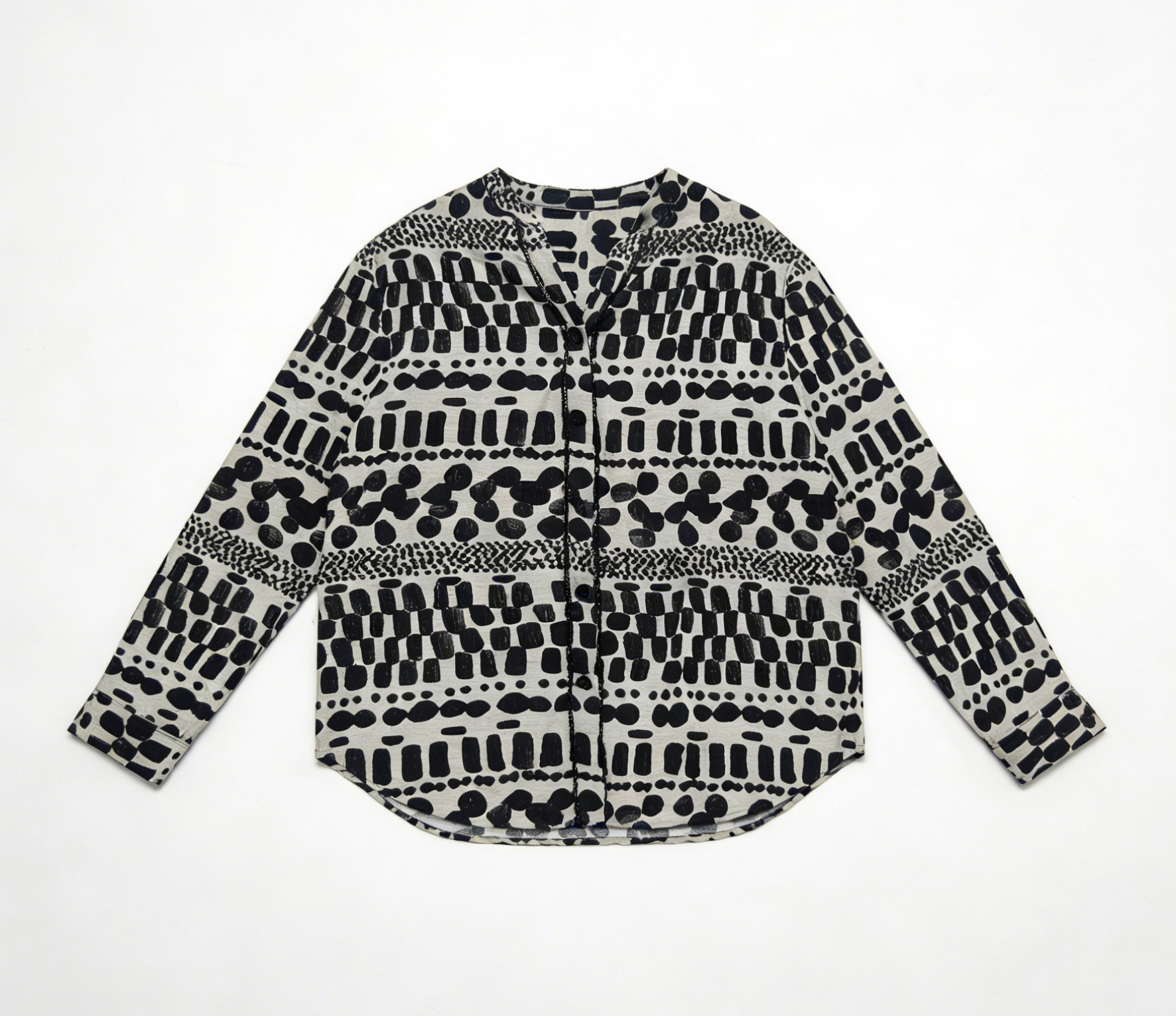 Wholesale Casual V-Neck Geometric Print Oversized Long Sleeve Women's Top A-41739