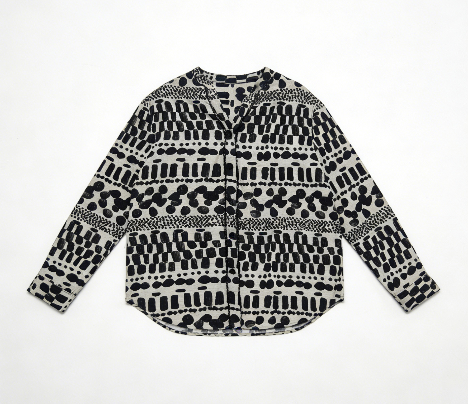 Wholesale Casual V-Neck Geometric Print Oversized Long Sleeve Women's Top A-41739
