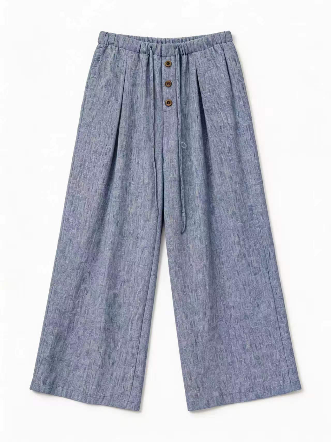 Women’s Casual Linen Elastic Waist Wide Leg Pants AN-760010