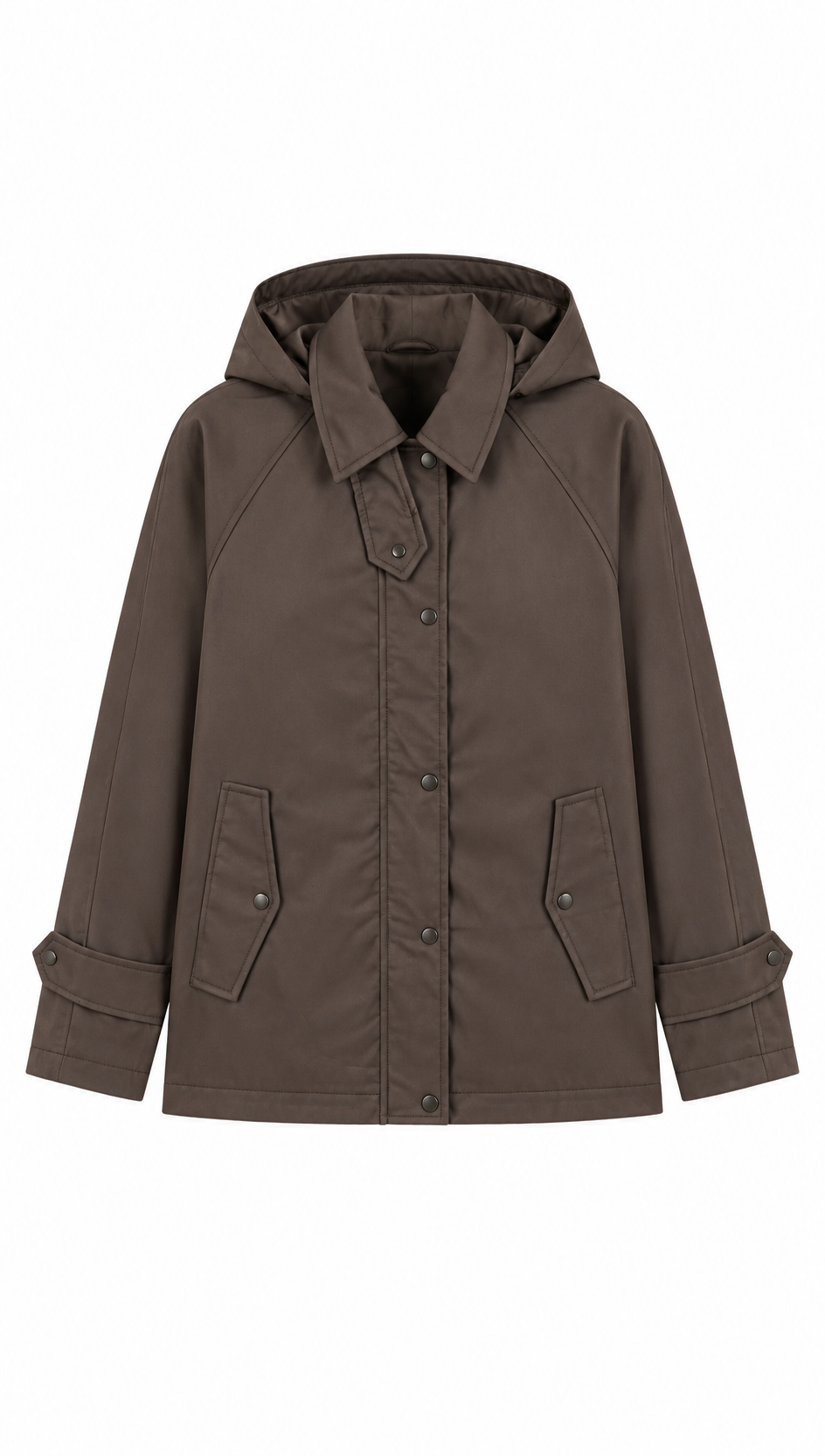 Brown Detachable Hooded Parka Jacket - Casual Outerwear WC-009
