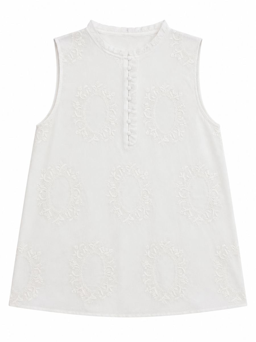 Boho Embroidered Sleeveless Blouse D-43025