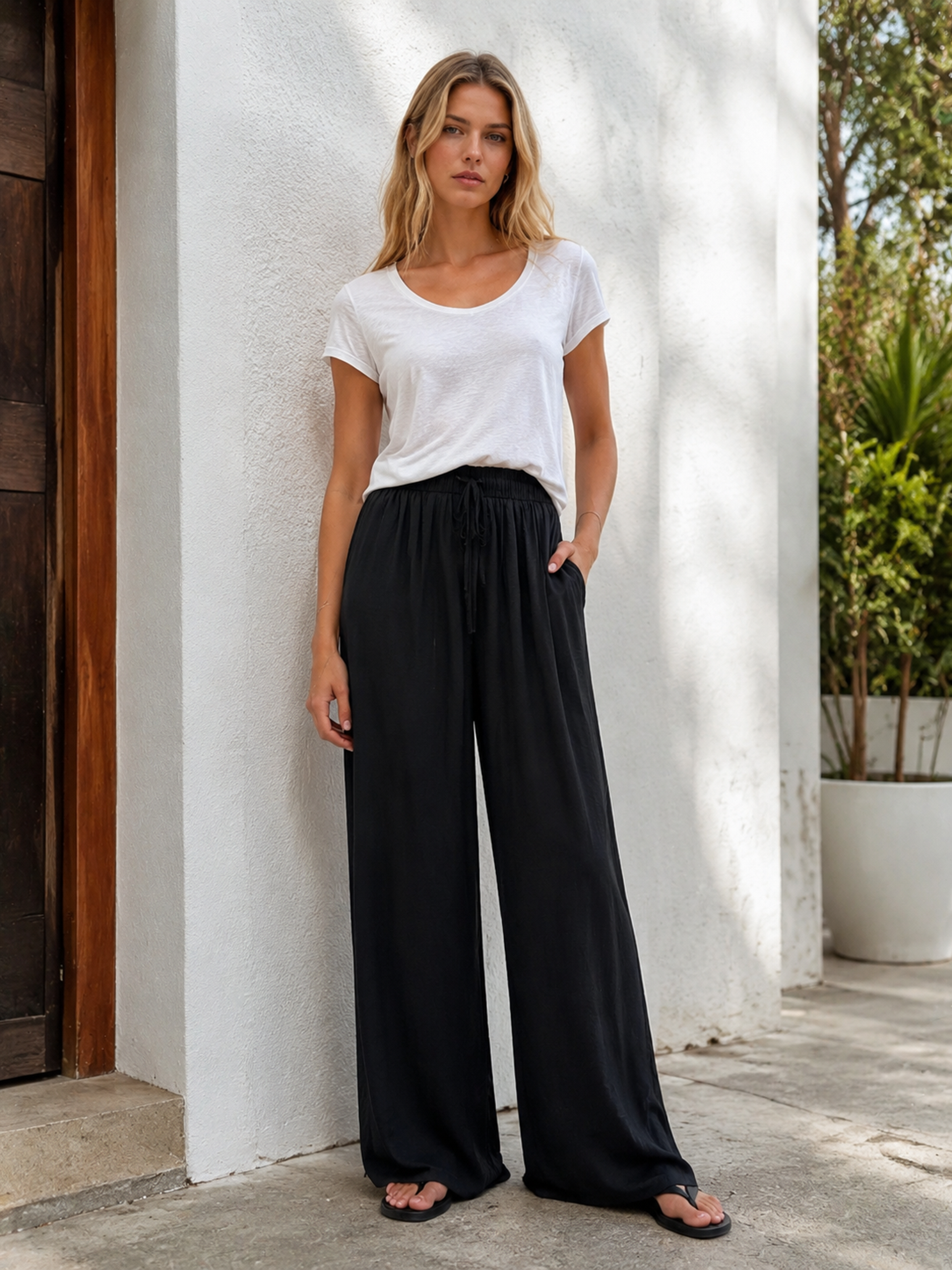 Versatile Daily‑Wear Wide‑Leg Palazzo Pants W-43210