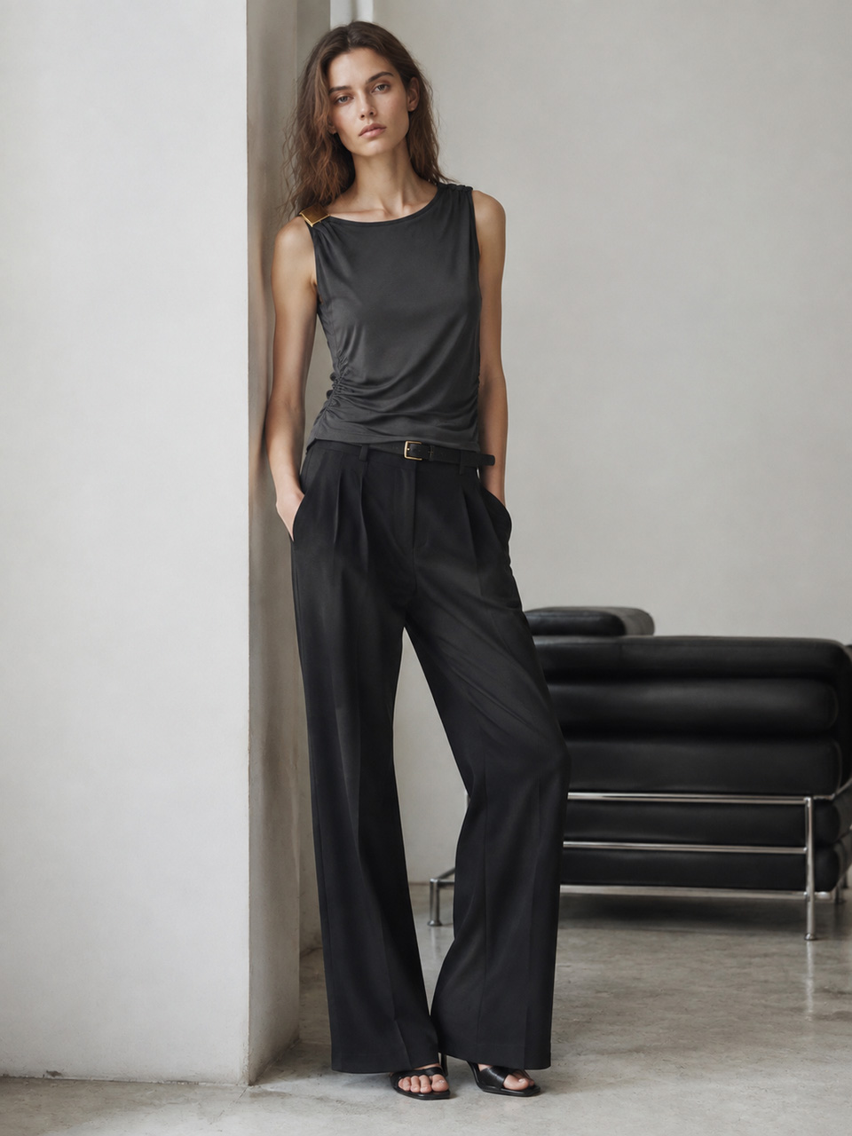 Women Slouchy Off‑Shoulder Long Sleeve Crop Top Casual Loose Fit Boat Neck Blouse A-41951