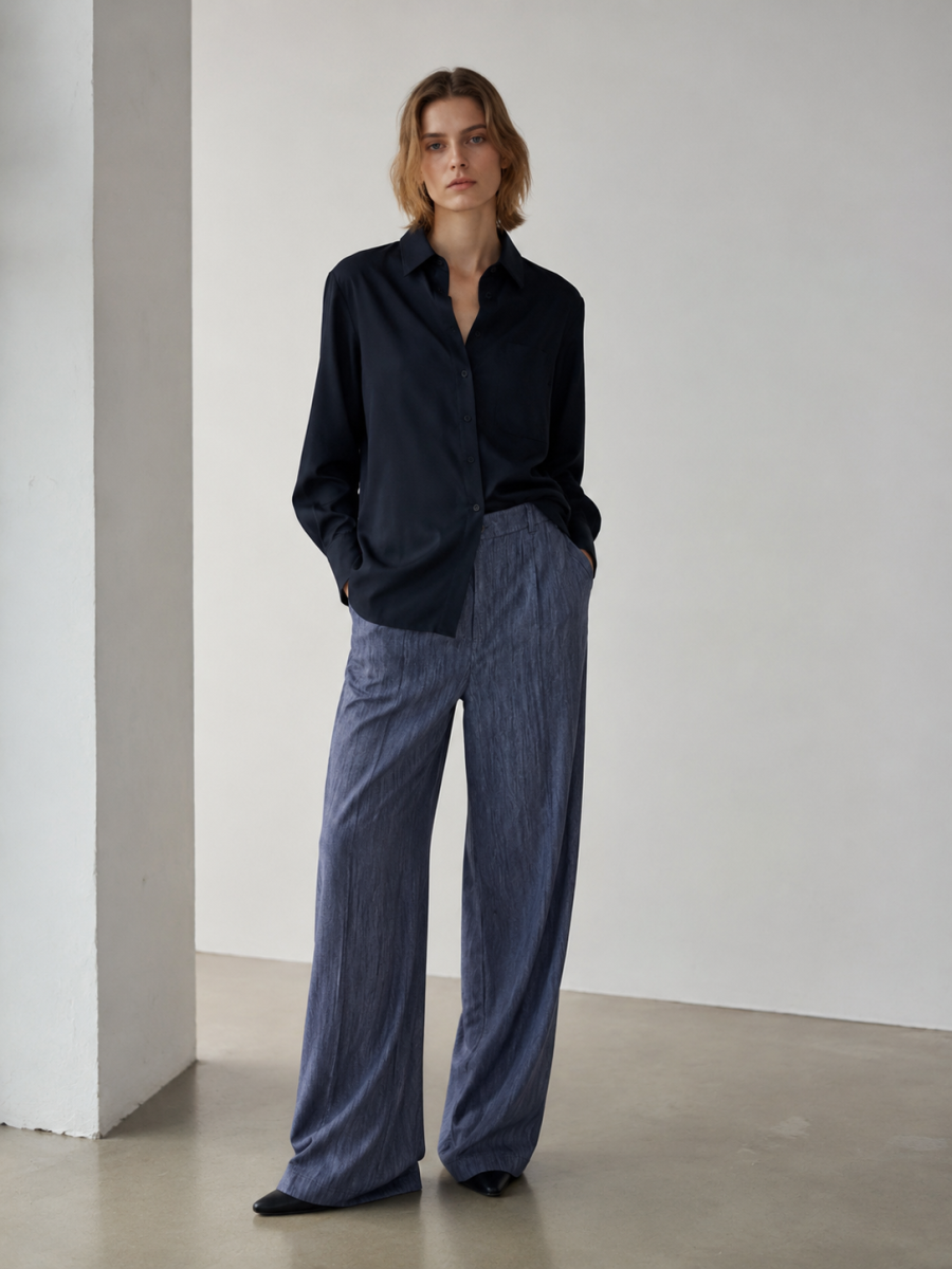 Minimalist Linen Wide‑Leg Pants A-43393