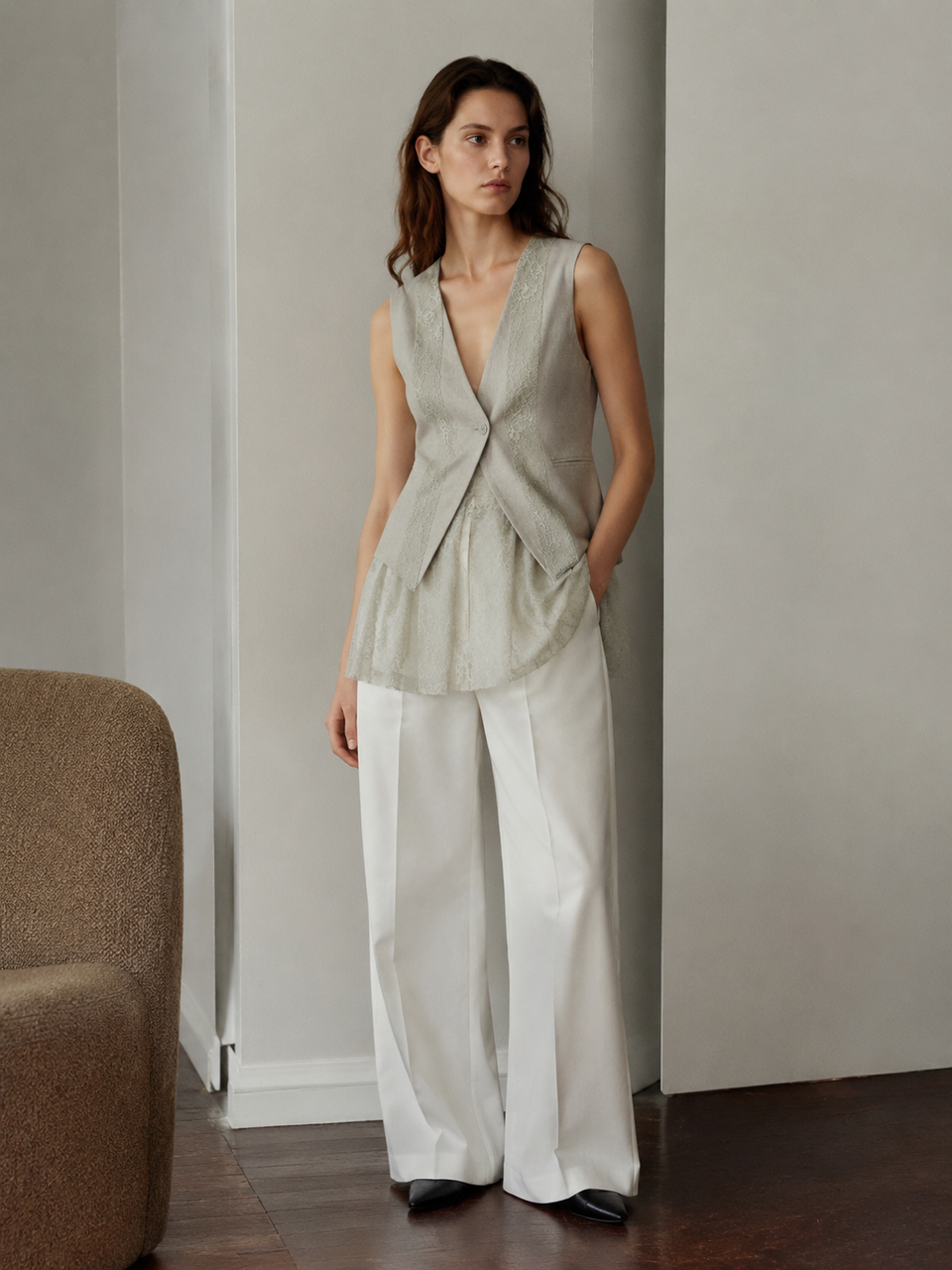 Elegant Retro Sleeveless Layering Waistcoat W-43481