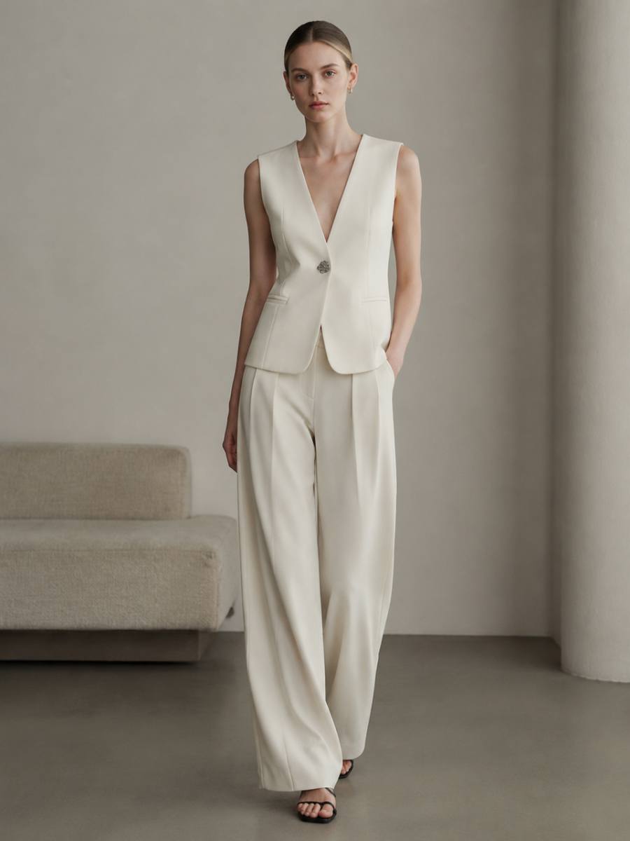 Elegant V‑Neck Sleeveless Blazer Vest C-41358