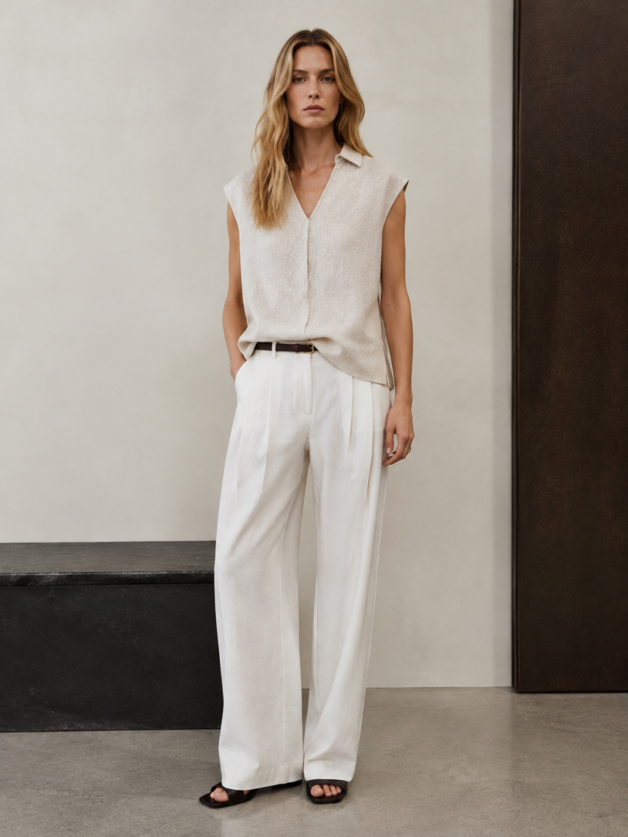 Minimalist Summer Linen Sleeveless Top C-41762H