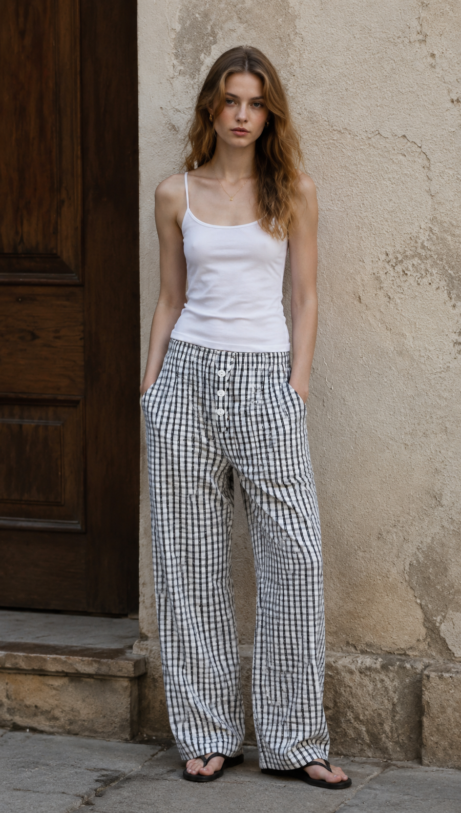 Street casual checkered pants A-42127