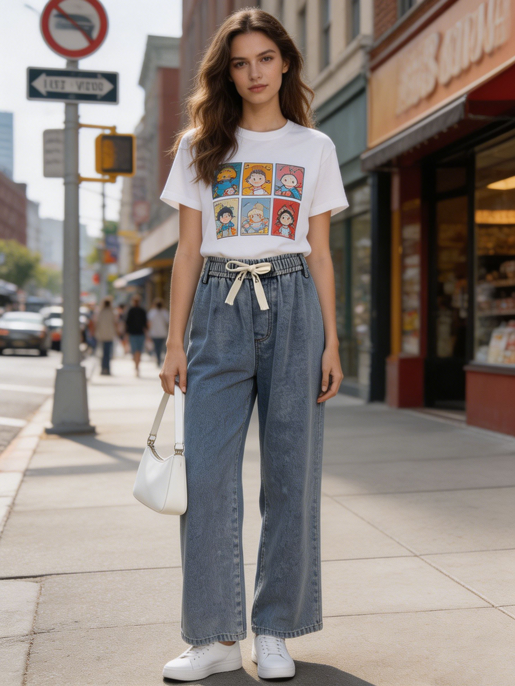 Casual Clean Wash Pull-On Elastic Waist Denim Trousers Wholesale ZY6075