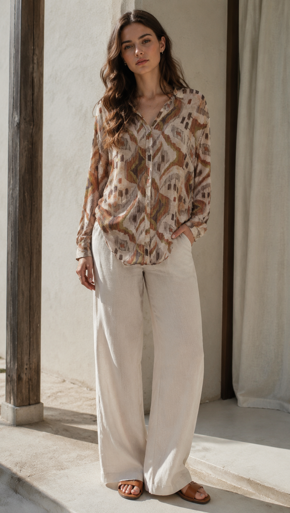 Oversized Boho Print Blouse Women’s Long Sleeve Shirt AN-121010