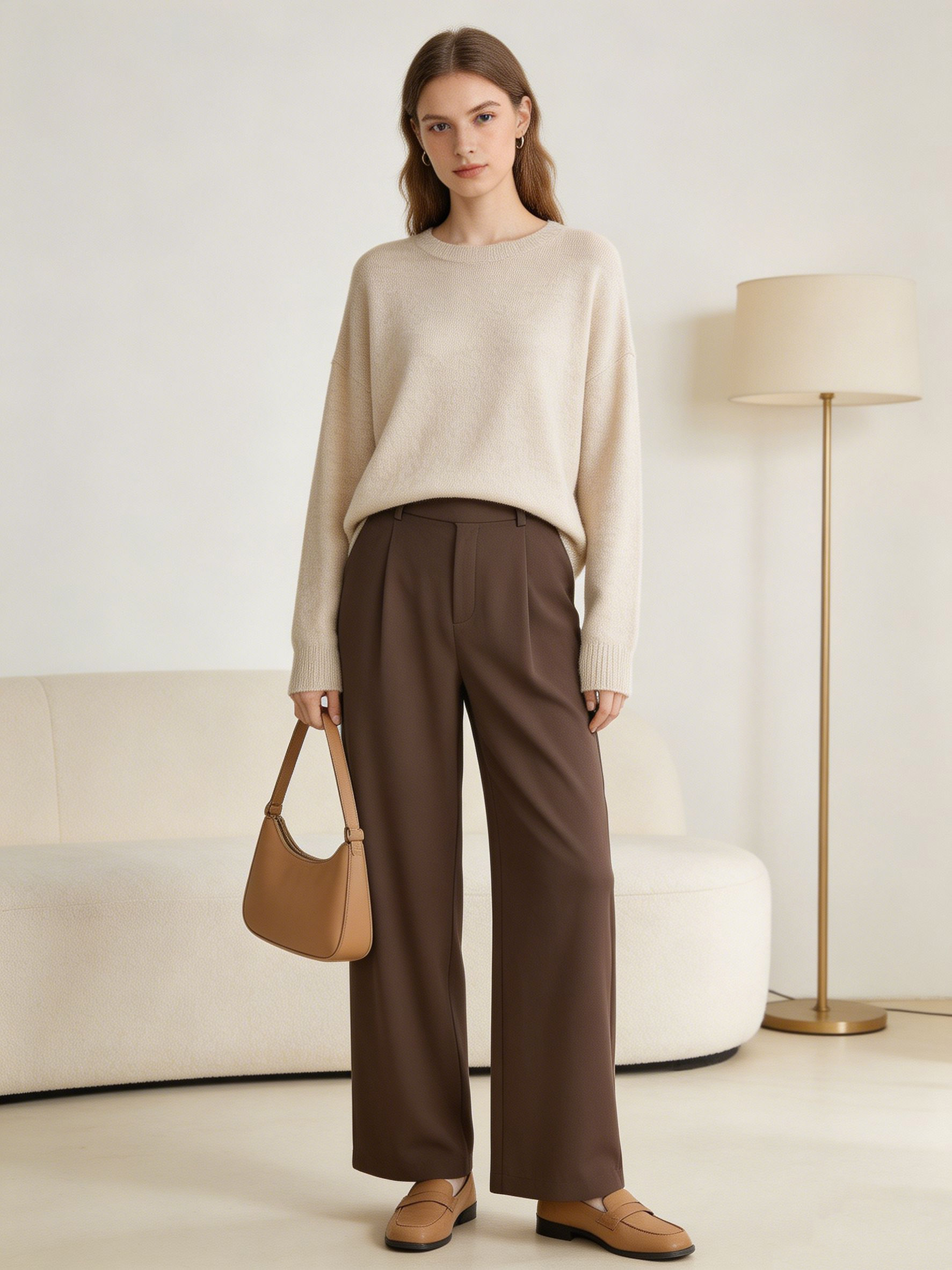 Women’s High Waist Ribbed Wide Leg Pants XW-26900
