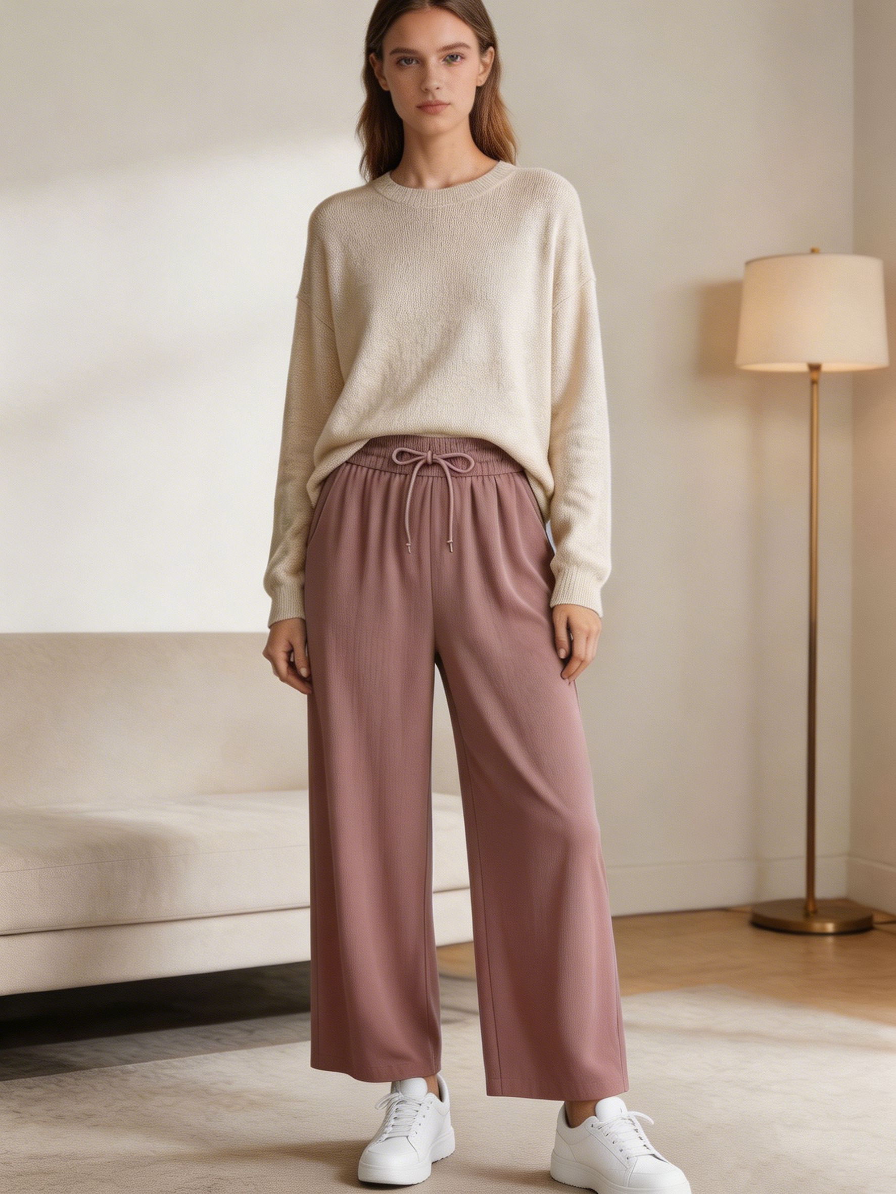 Women’s High Waist Ribbed Wide Leg Pants XW-26901
