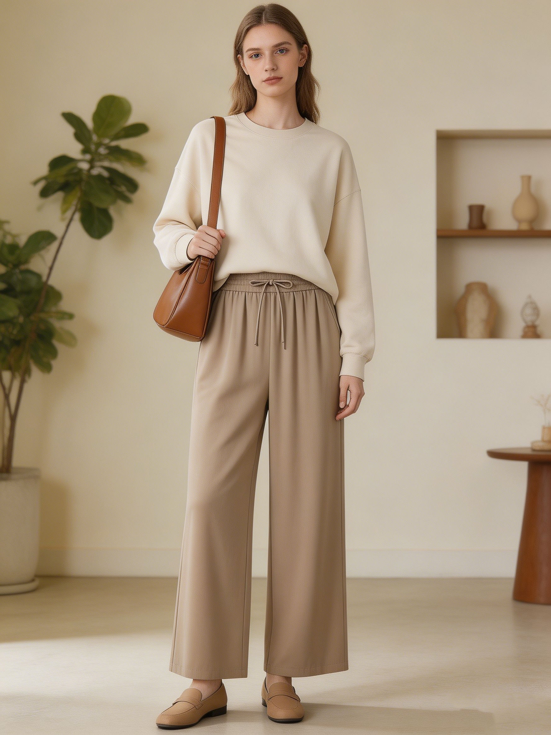 Soft Drape Drawstring Wide Leg Pants - Versatile Summer Trousers XW-26903
