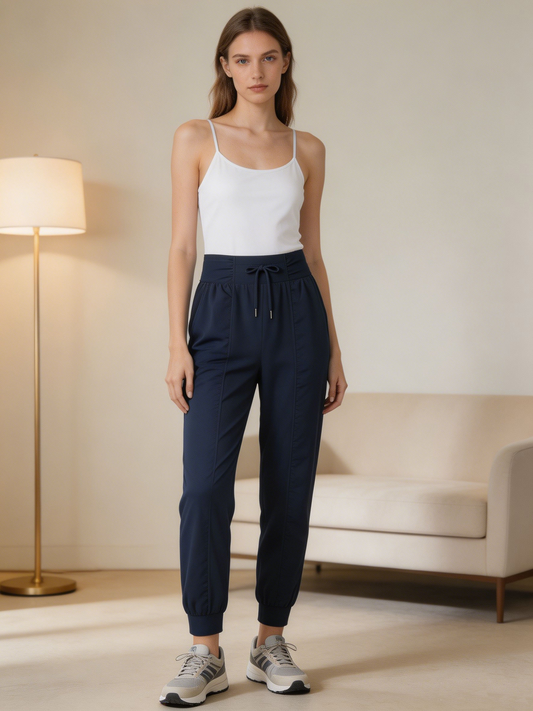 Elegant Navy Drawstring Jogger Pants - Premium Everyday Wear XW-26910
