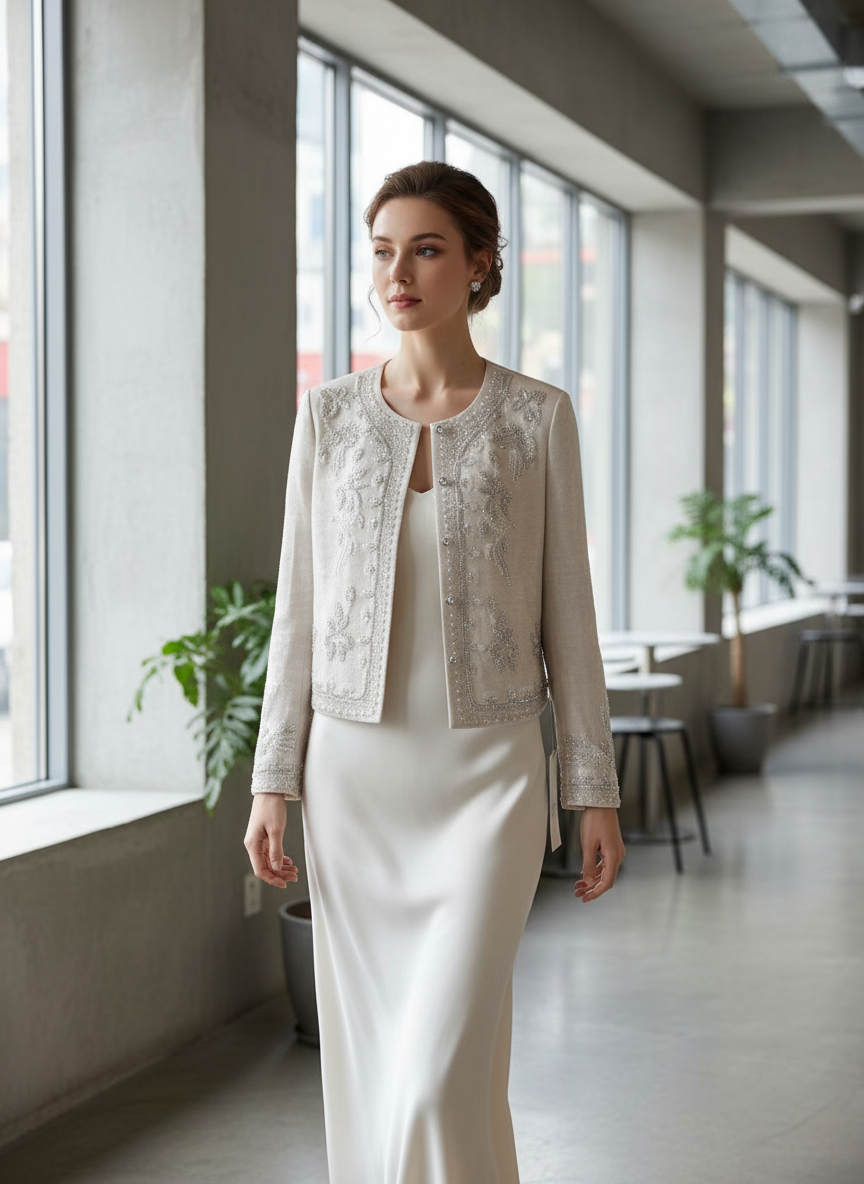 Women’s Beaded Floral Embellished Long Sleeve Cardigan Jacket LA-030408