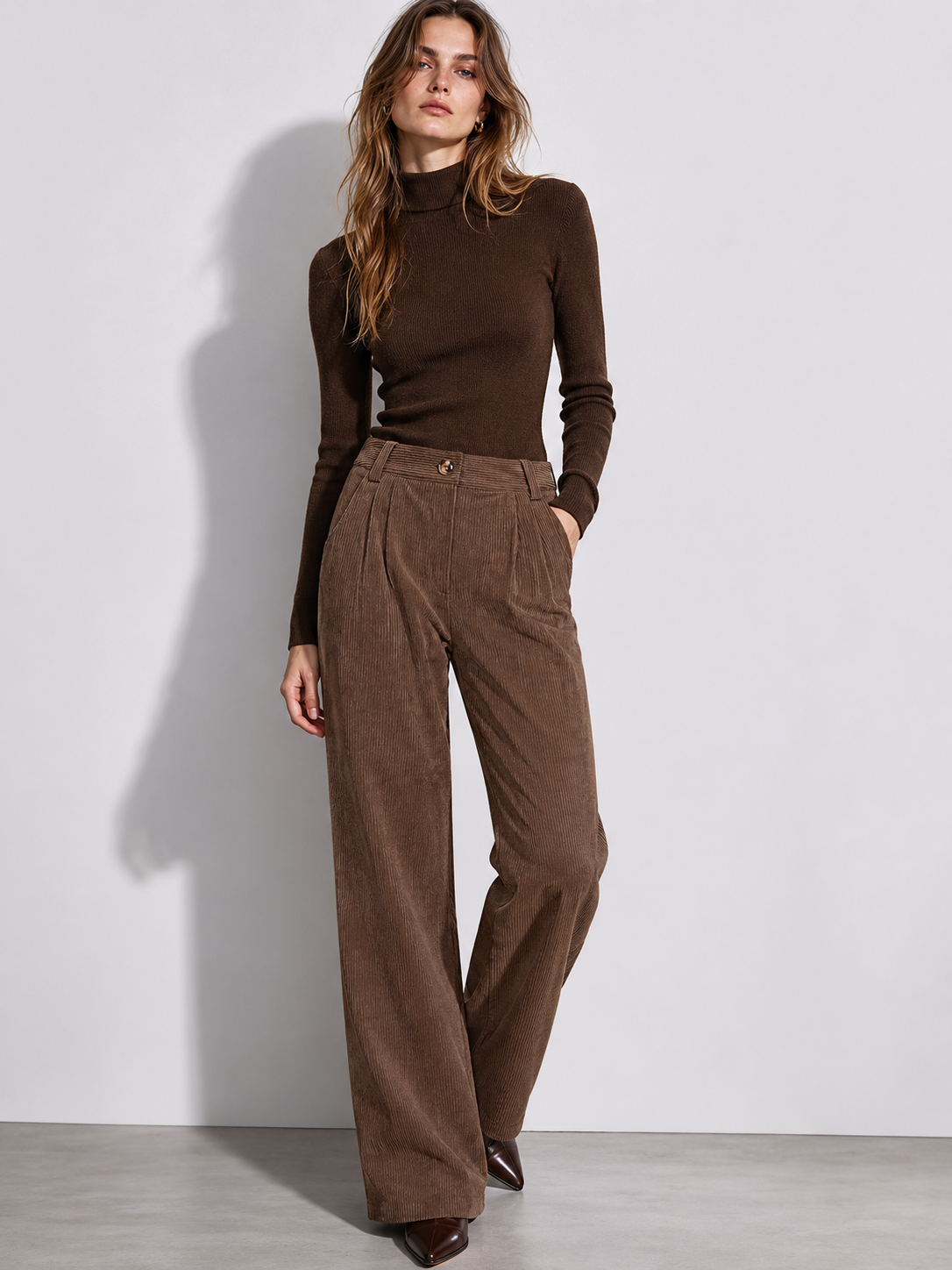 Women’s High Waist Ribbed Wide Leg Pants XW-26898