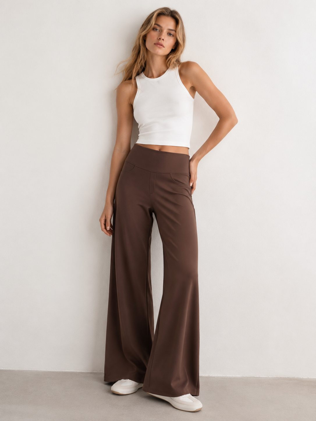 Elegant Brown High Waist Wide Leg Pants - Premium Everyday Bottoms XW-26911