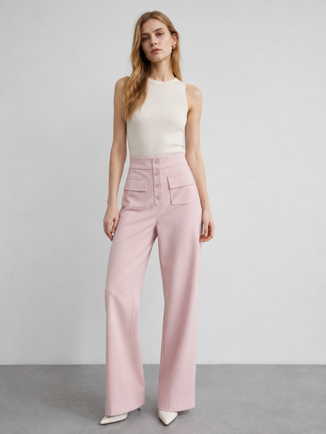 Minimalist High Waist Wide Leg Trousers - Chic Daily Bottoms XW-26902